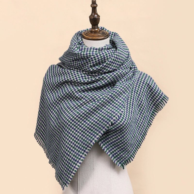 In Autumn And Winter Retro Color Matching Small Plaid Scarf Soft And Comfortable Warm  Shawl Scarf