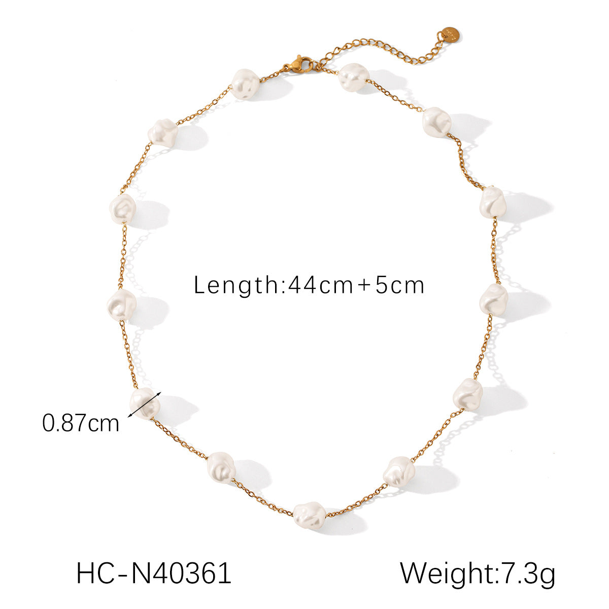 Stainless Steel Necklace With Special-Shaped Pearls For Women Retro Titanium Steel Clavicle Chain