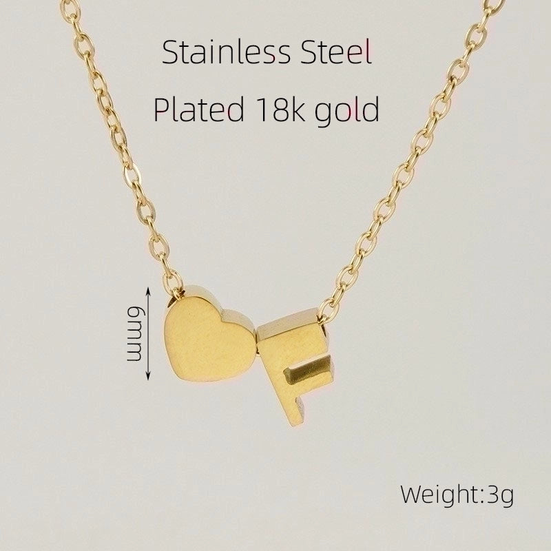 304 Stainless Steel 18K Gold Plated Casual French Style Plating Letter Heart Shape Pendant Necklace