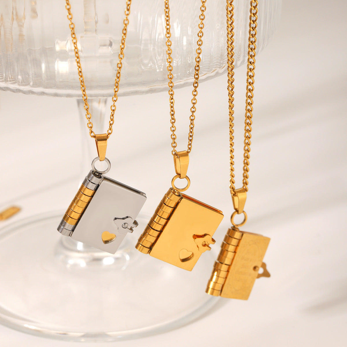 Titanium Steel Necklace Can Be Opened Pendant Love Letter Necklace Couple Necklace Stainless Steel Clavicle Chain Jewelry
