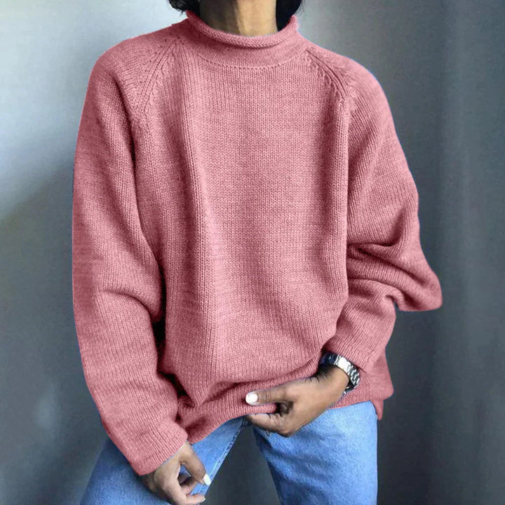 Solid Color Pullover Loose Mid Turtleneck Sweater