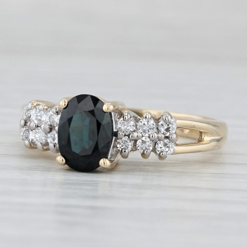 1.20ctw Oval Blue Sapphire Diamond Ring 14k Yellow Gold Size 6.25