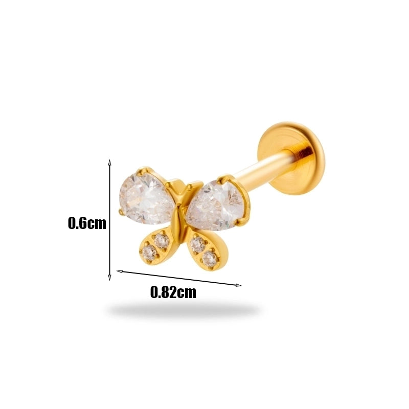 1 Piece Ear Cartilage Rings & Studs Minimalist  Flower Butterfly Pure Titanium Plating Inlay Zircon