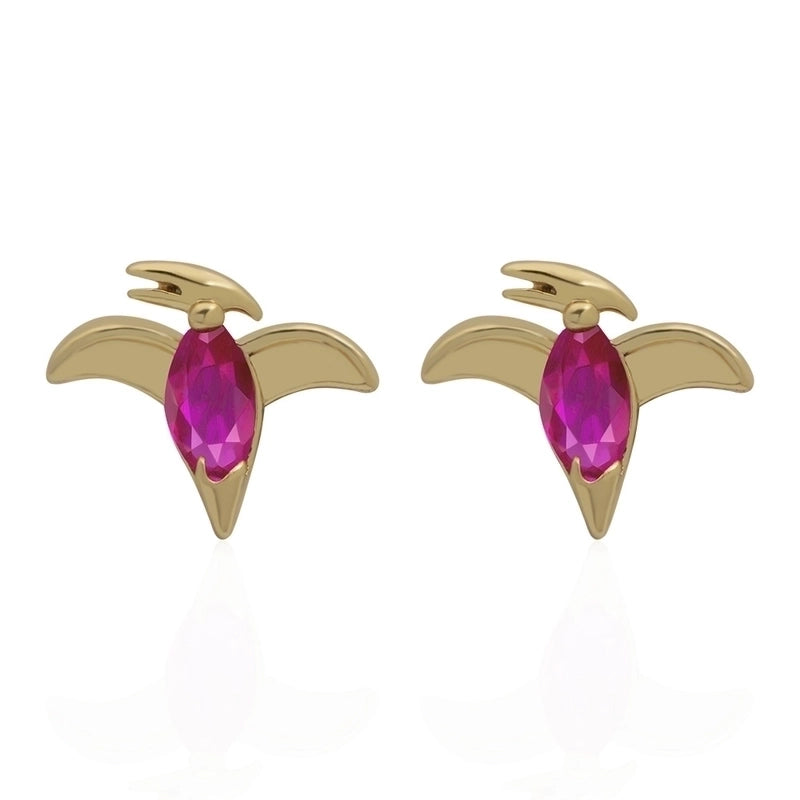 1 Piece Minimalist Dinosaur Inlay Copper Gem Ear Studs