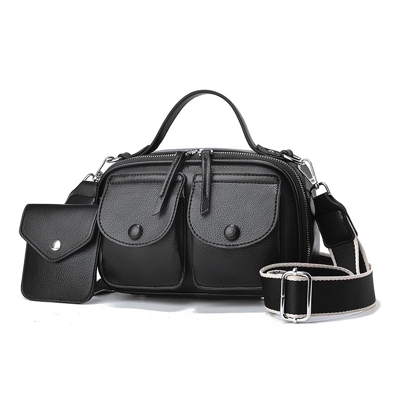 Women's Small Pu Leather Solid Color Elegant Zipper Handbag