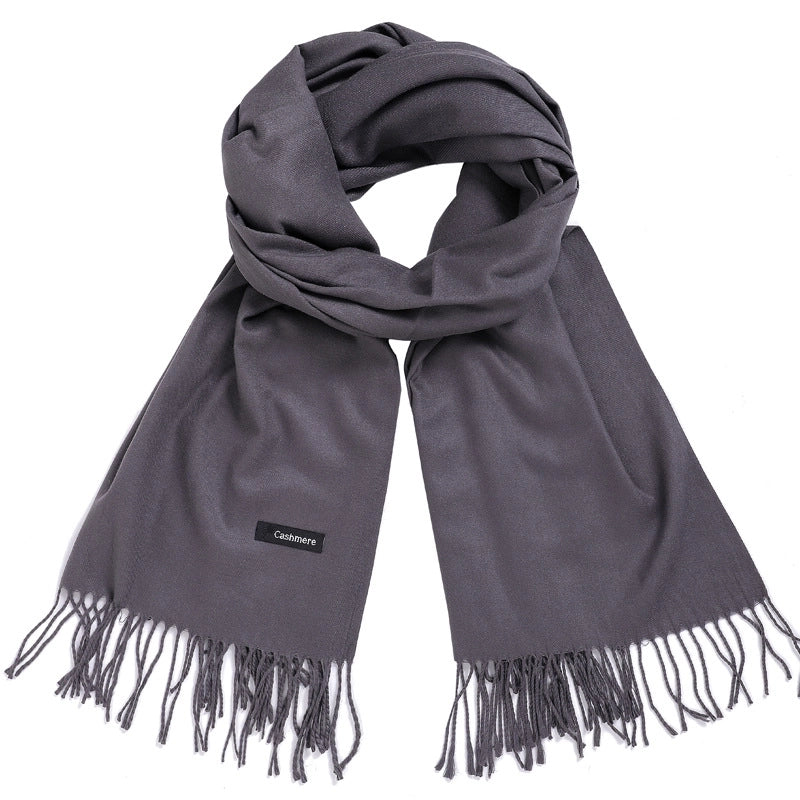 Women's Minimalist Tassel Solid Color Imitation Cashmere Scarf