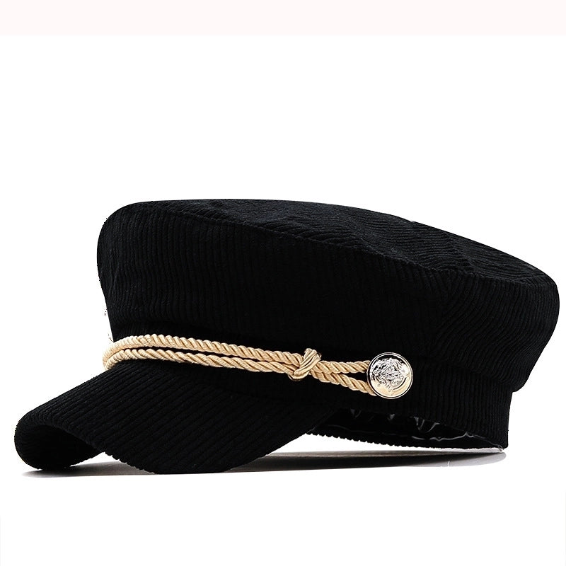 Autumn Solid Color Corduroy Octagonal Hat