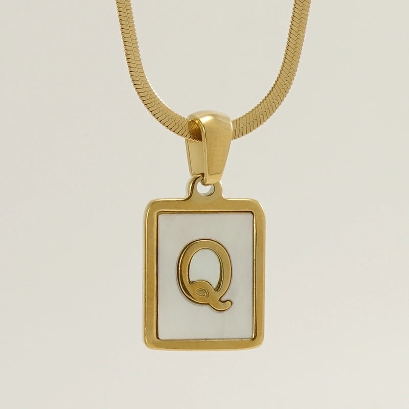 Stainless Steel 18K Gold Plated Casual  Plating Inlay Letter Shell Pendant Necklace