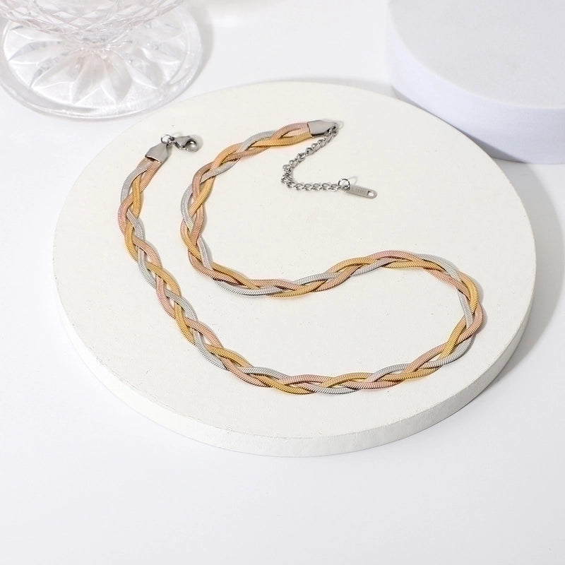 Fashion Twist 304 Stainless Steel 18K Gold Plated Rose Gold Plated Plating Stainless Steel Jewelry Sets