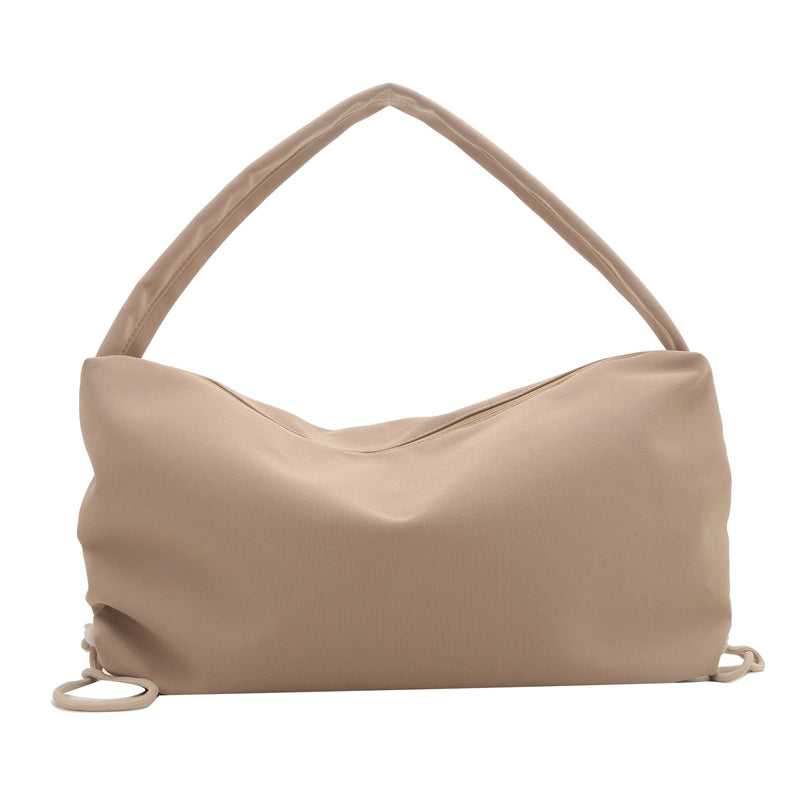 Women's Medium Canvas Solid Color Basic Dumpling Shape Zipper Shoulder Bag