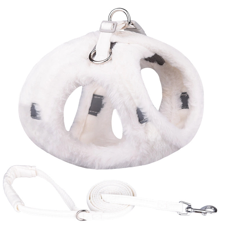 Minimalist Classic Style Faux Rabbit Fur Solid Color Leash