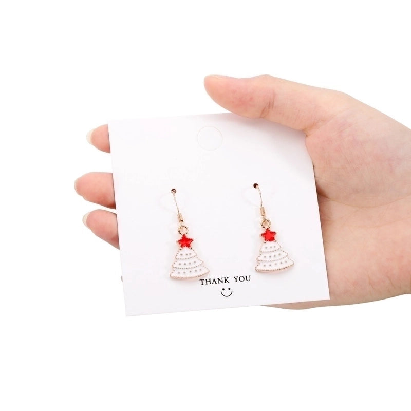 Fashion Christmas Tree Snowflake Elk Silver Plated Enamel Women's Earrings 1 Pair
