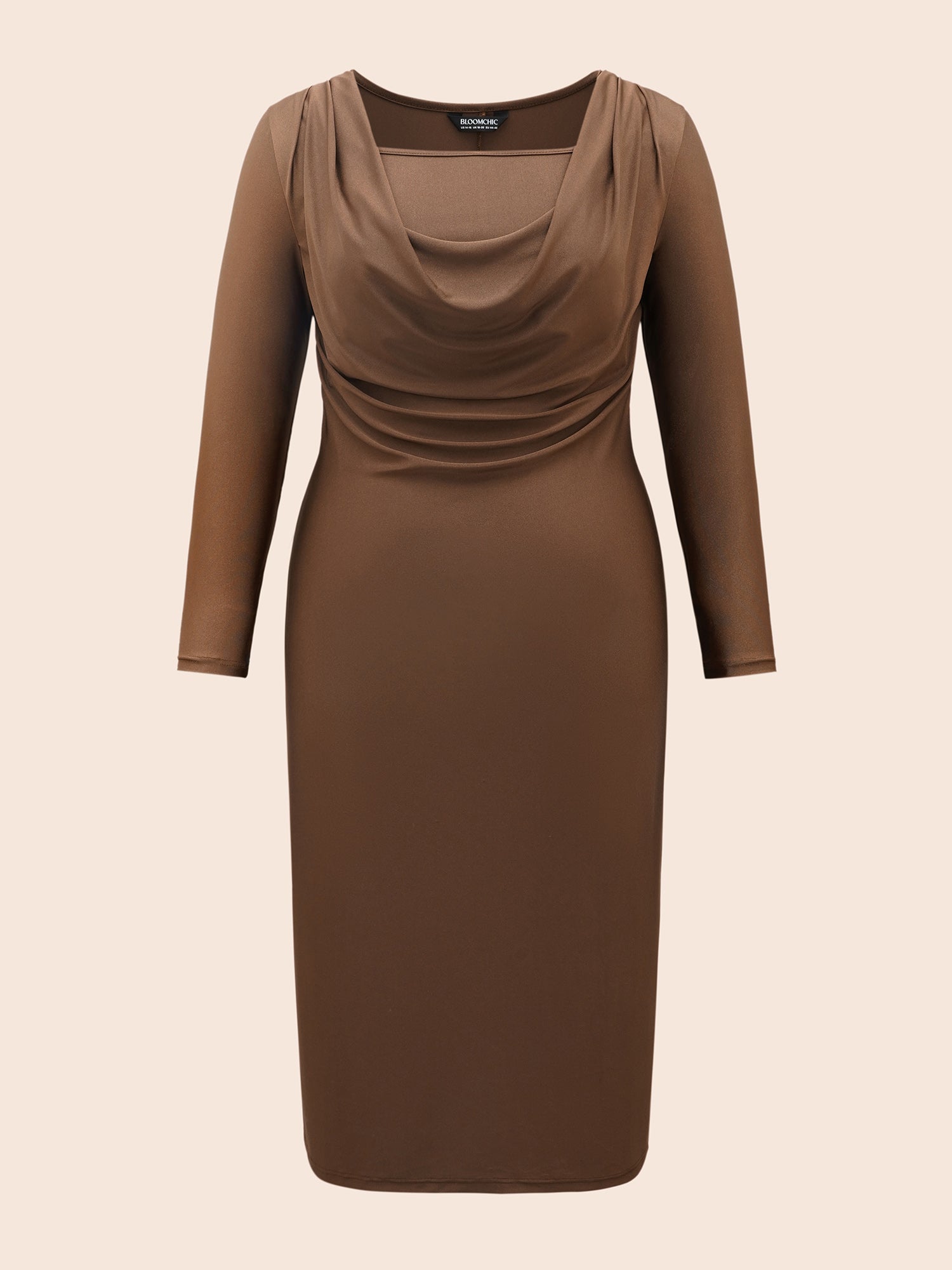 Solid Cowl Neck Bodycon Dress
