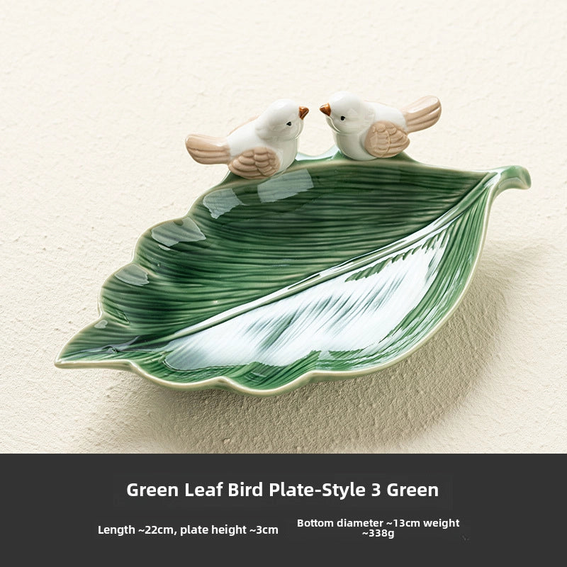 Bird Dim & Sum Plate Ceramic Jewelry Storage Plate Creative Cute Storage Rack Soap Dish Light Luxury High-end Plate