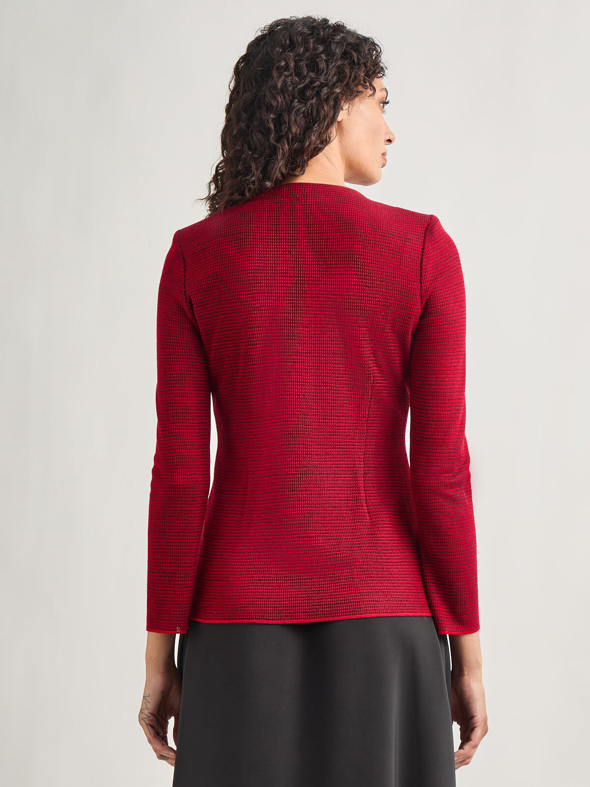 Tailored Fit Two-Toned Cutout Knit Jacket