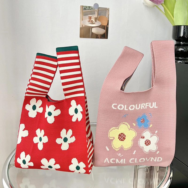 Women's Medium Polyester Flower Basic Vintage Style Square Open Shopping Bags
