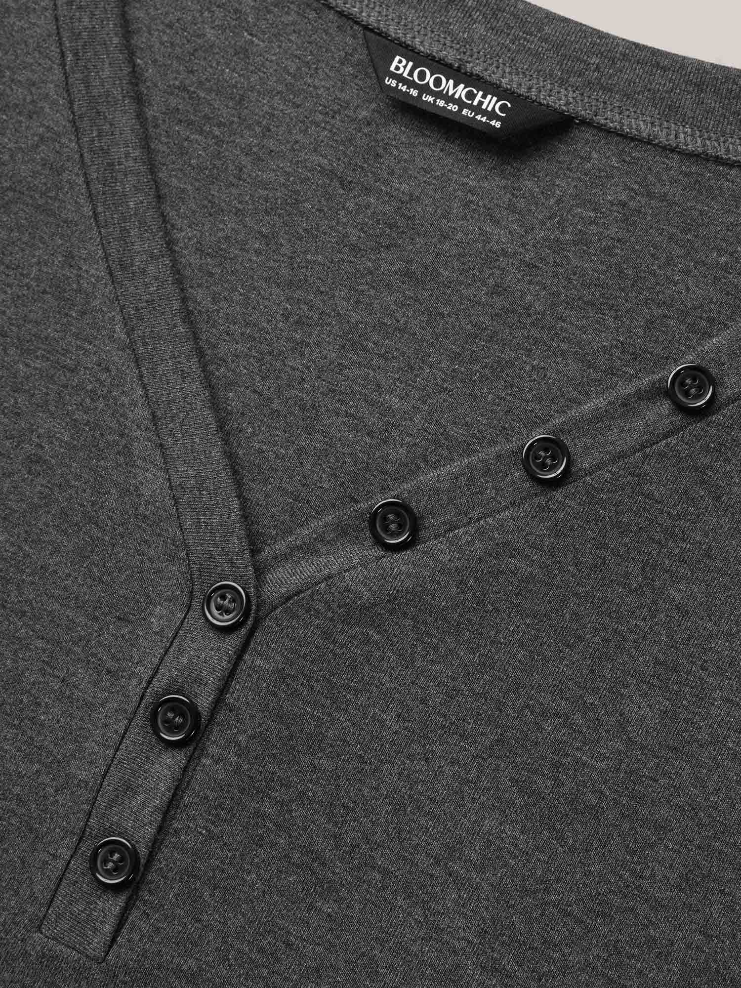 Adjustable Neck Coverage Button Placket T-Shirt