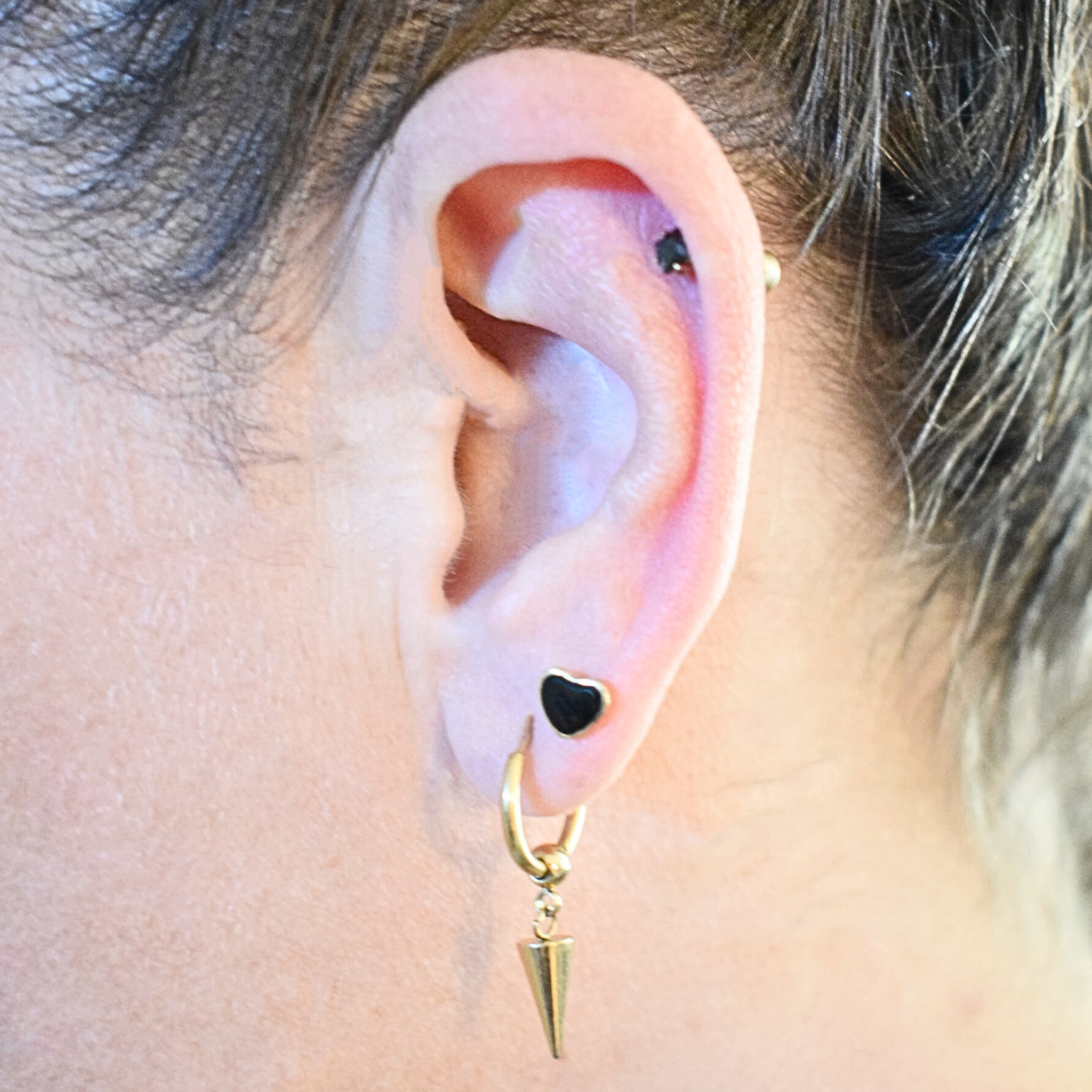 Spiked charm hoops - Gold