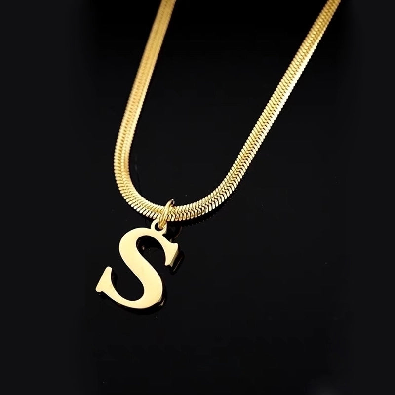 Minimalist Letter Titanium Steel Plating Necklace 1 Piece
