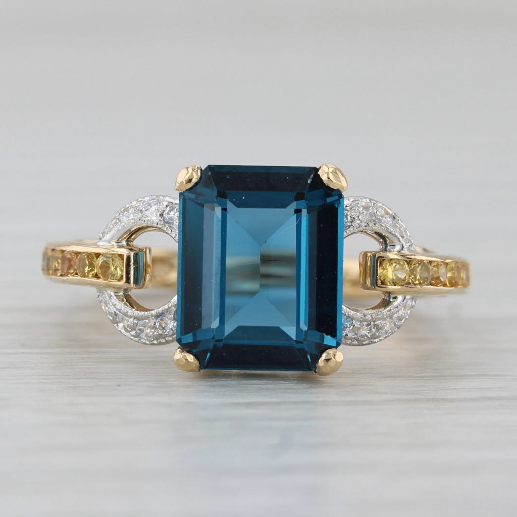 Krementz 3.76ctw Lab Created Blue Spinel Diamond Sapphire Ring 18k Gold Sz 6.75
