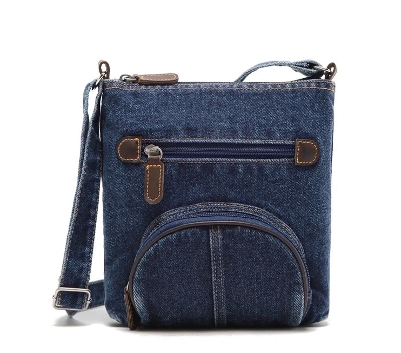 Women's Medium Denim Star Solid Color Basic Streetwear Square Zipper Shoulder Bag Crossbody Bag