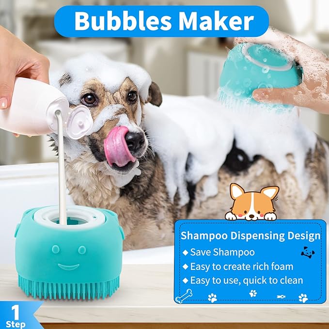 3 Pieces Dog Bath Brush, Dog Shampoo Brush, Dog Scrubber for Bath, Dog Bath Brush, Dog Shower Brush, Washing Brush with Handle