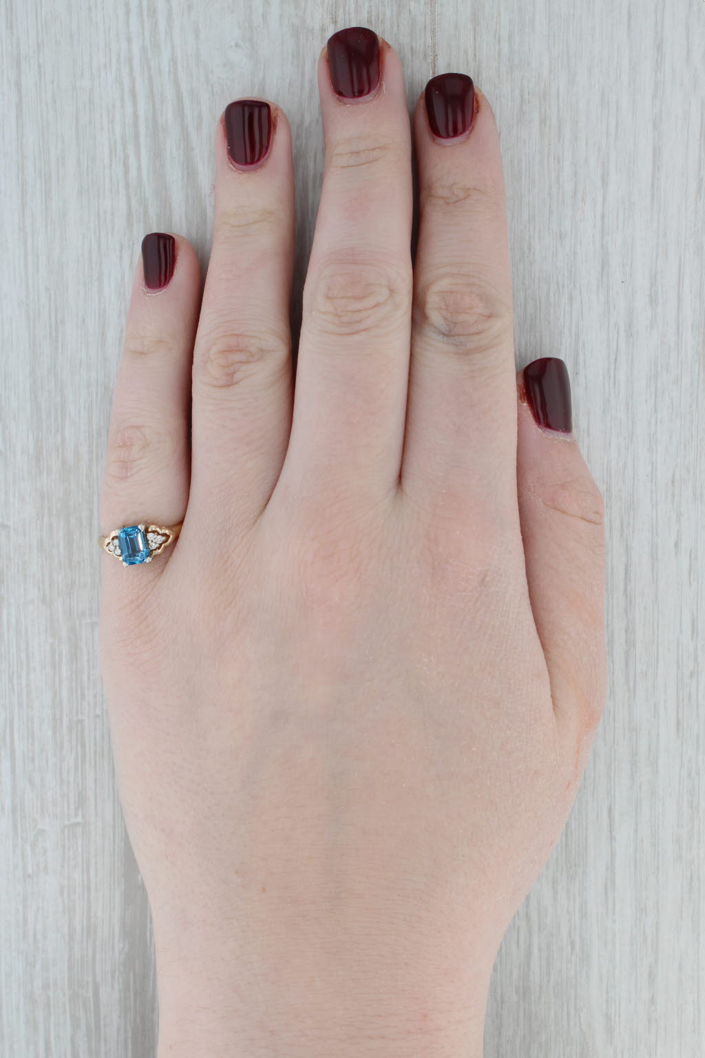 1.43ctw Blue Topaz Diamond Ring 14k Yellow Gold Size 6.25