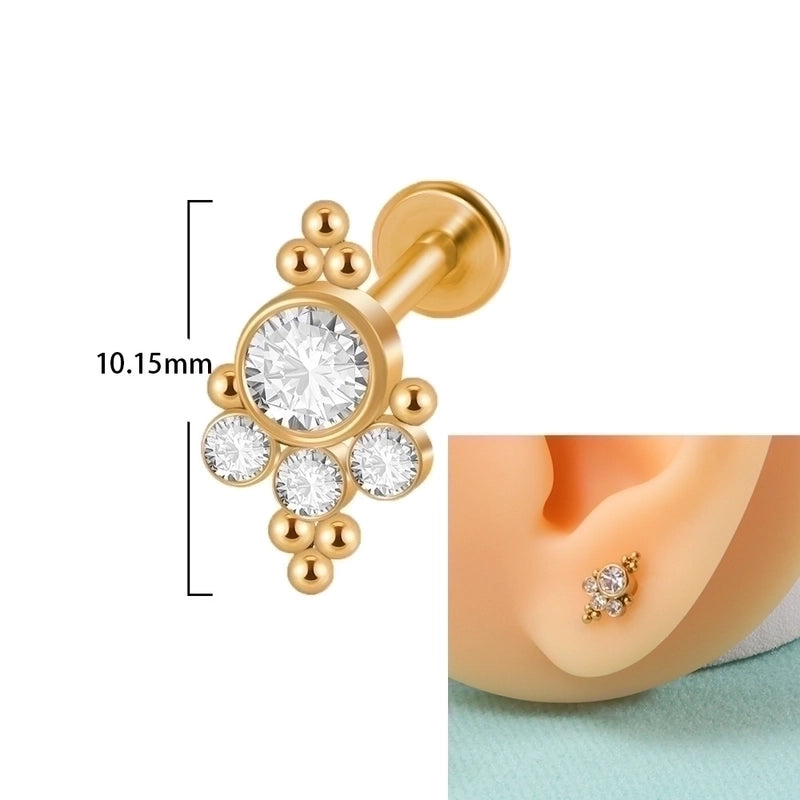 1 Piece Lip Rings Casual Elegant Minimalist Geometric 304 Stainless Steel Plating Inlay Rhinestones 18K Gold Plated