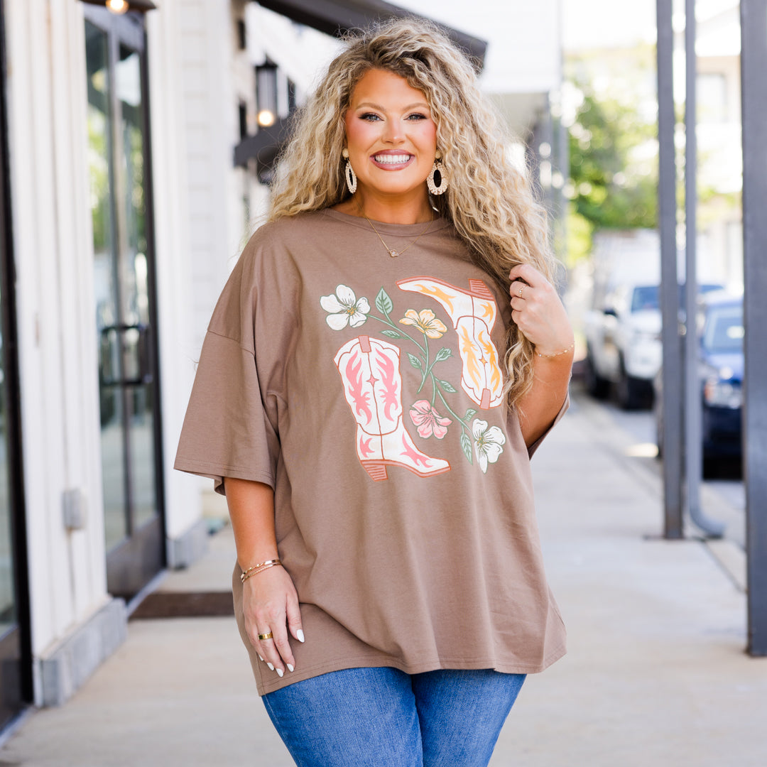 All About the Boots Boyfriend Tee. Espresso