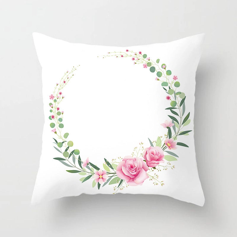 Modern Style Pastoral Letter Plant Linen Pillow Cases Couch & Sofa Decor