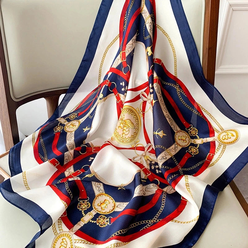 Silk Scarf Women's Small Square Scarf Hair Band Matching Shirt Suit Spring And Autumn Thin Vintage French Style Tube Top Tie Bag Internet Popular