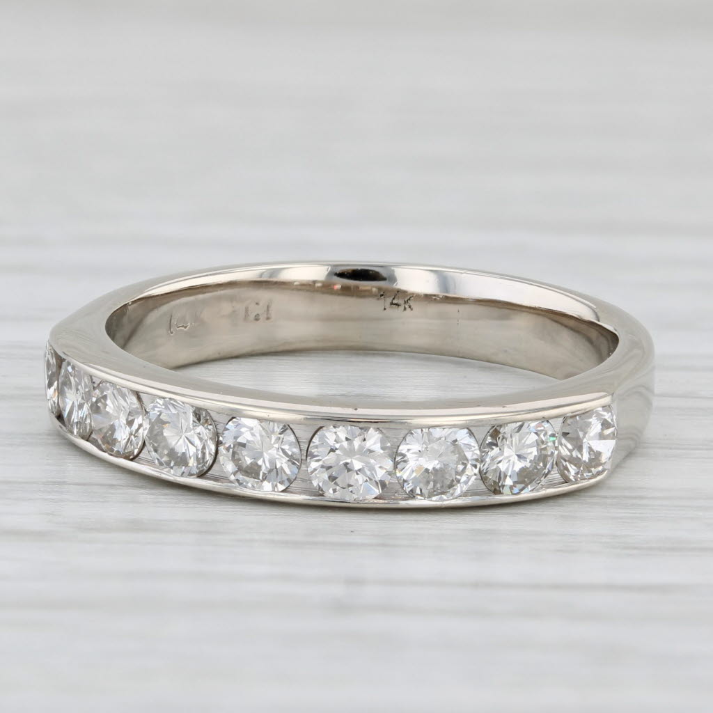 1ctw Diamond Wedding Band 14k White Gold Size 9 Stackable Anniversary Ring