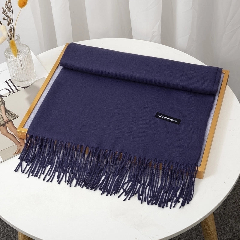 Women's Minimalist Solid Color Imitation Cashmere Tassel Scarf