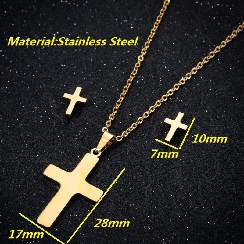 Fashion Geometric 201 Stainless Steel 18K Gold Plated Plating Earrings Necklace