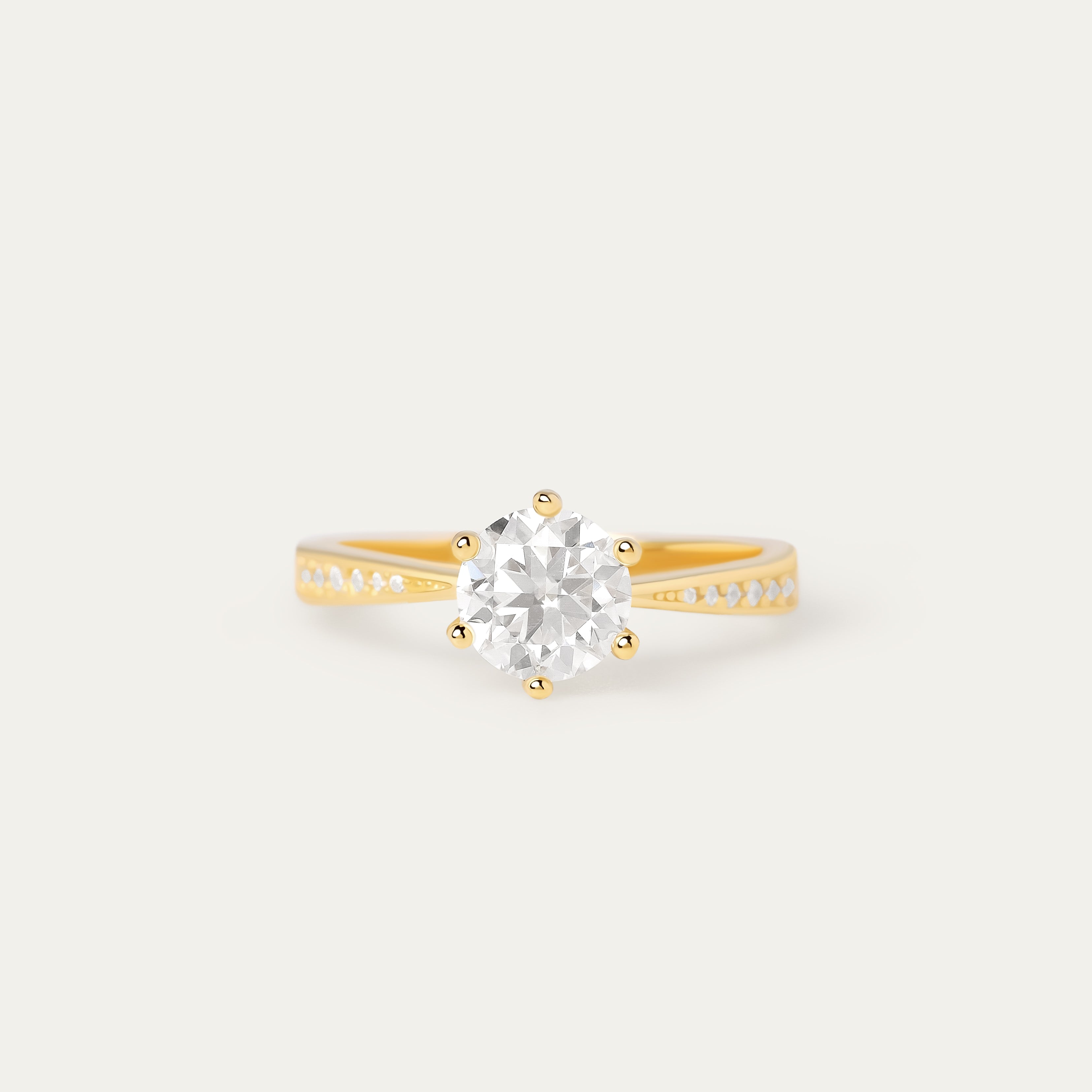 Shar 1.0ct Moissanite Ring (18K Gold Vermeil. Size 8)