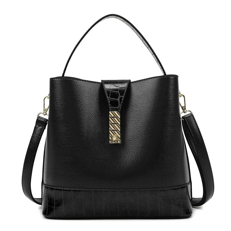 Women's Medium Pu Leather Solid Color Fashion Bucket Lock Clasp Crossbody Bag