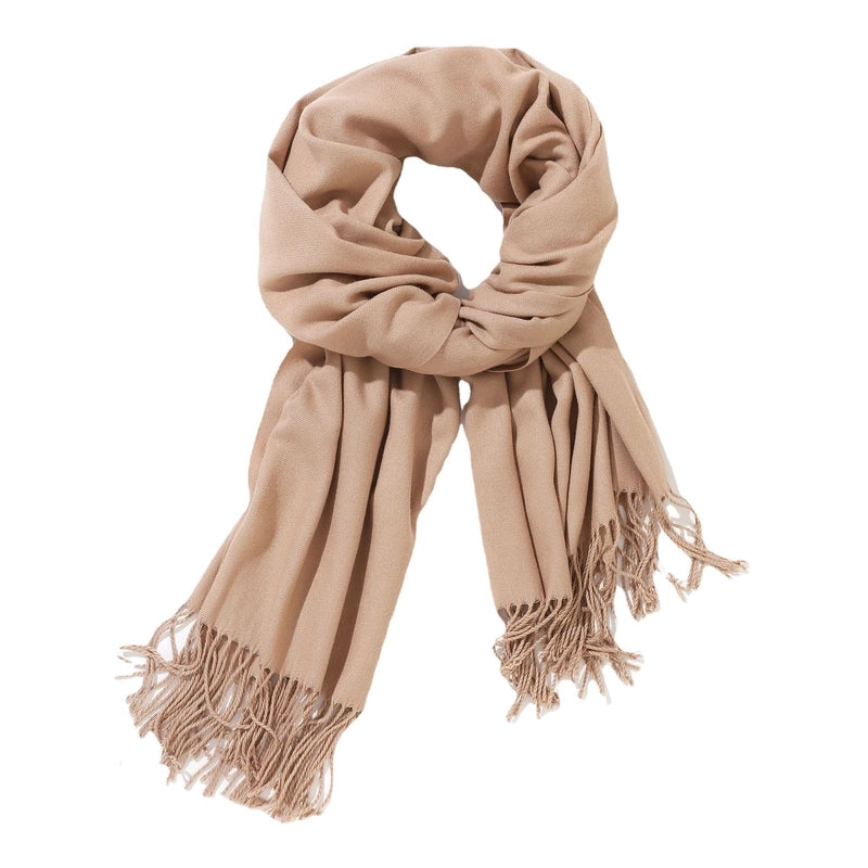 250g Autumn And Winter New Warm Thick Cashmere Texture Solid Color Couples Long Scarf Air Conditioning Tassel Shawl