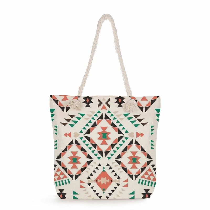 Geometric Printing Tote Bag Student Book Storage Shoulder Bag Large Capacity Handbag