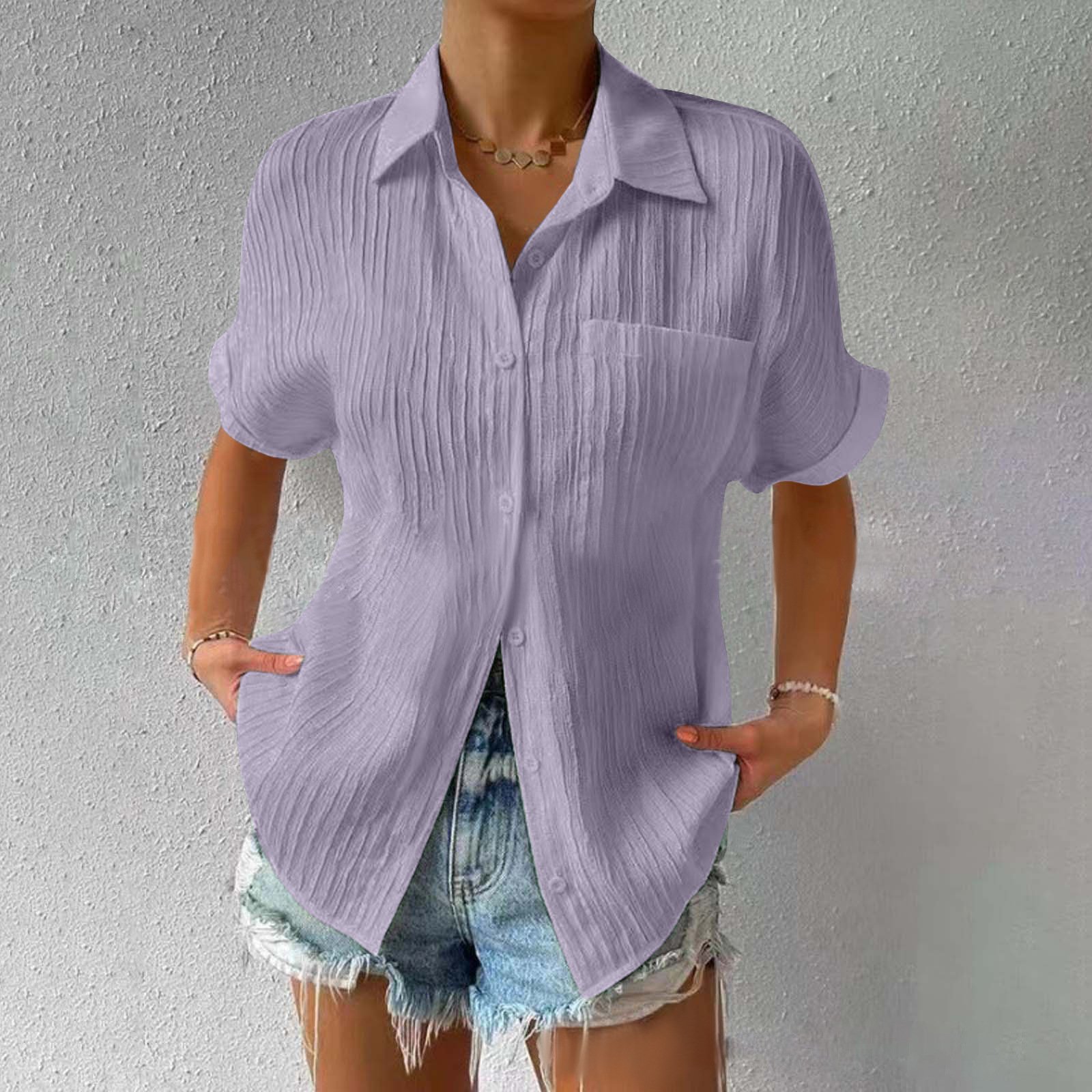 🔥2024 HOT VENTA-49% OFF🔥Blusa Holgada Informal Con Botones Y Cuello Camisero