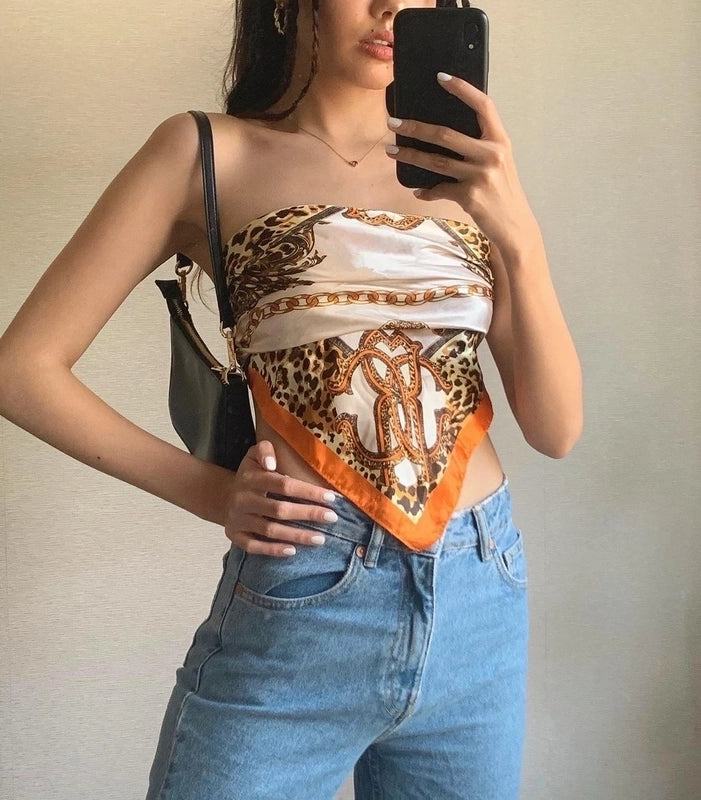 Women's Elegant Classical Lady Printing Satin Silk Scarf
