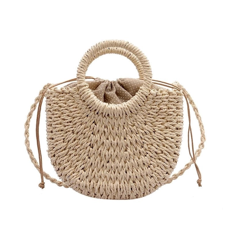 Women's Small Leather Fashion Straw Bag