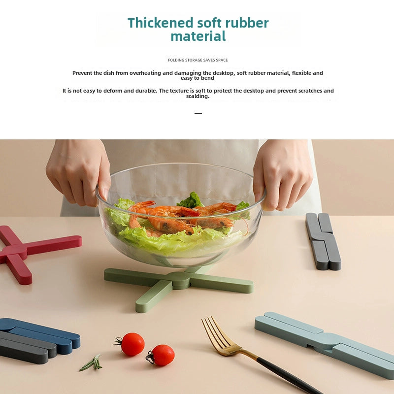 Folding Placemat Heat Insulation Mat Household Dining Table Soft Rubber Coaster Anti-scalding Bowl Mat High Temperature Anti-Slip Dining Table Silicone Mat