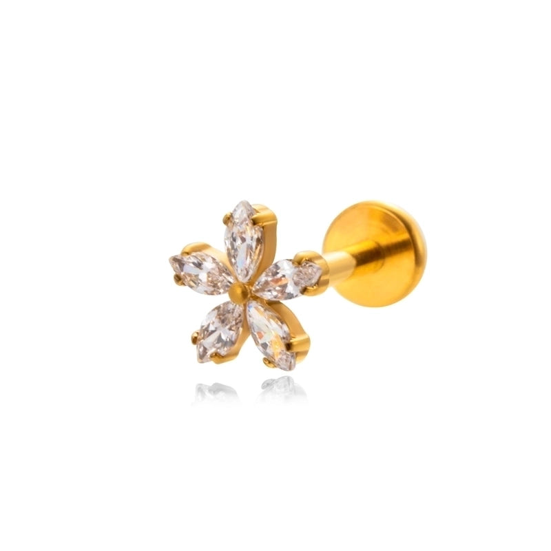 1 Piece Ear Cartilage Rings & Studs IG Style Vintage Style Geometric Flower Bow Knot Pure Titanium Plating Inlay Zircon