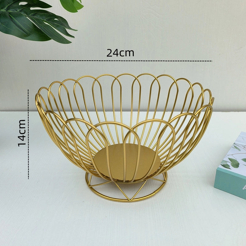 Light Luxury Fruit Plate Creative Decorations Home Candy And Snack Plate Living Room Iron Fruit Basket High Foot
