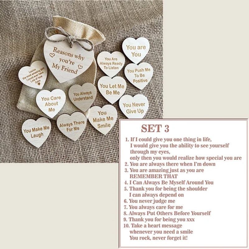 🎁(  49% OFF)🎁Why You Are My Friend Wooden Box and Heart Tokens