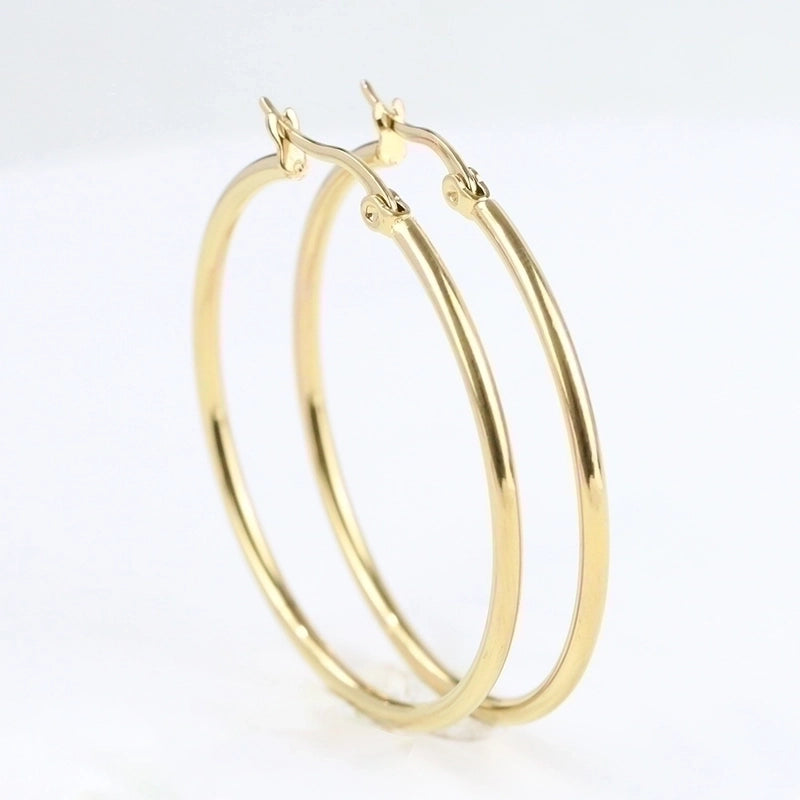 Minimalist Round Titanium Steel Plating Earrings 1 Pair