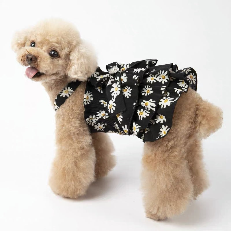 Daisy Printed Dog Cat Chiffon Dress