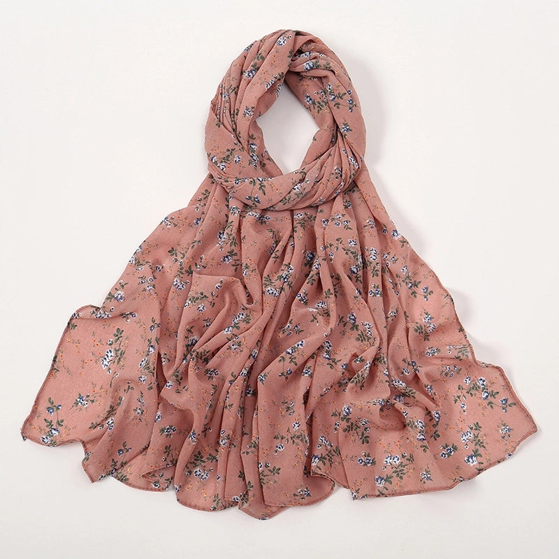 Women's Elegant Sweet Flower Polyester Scarf Shawl