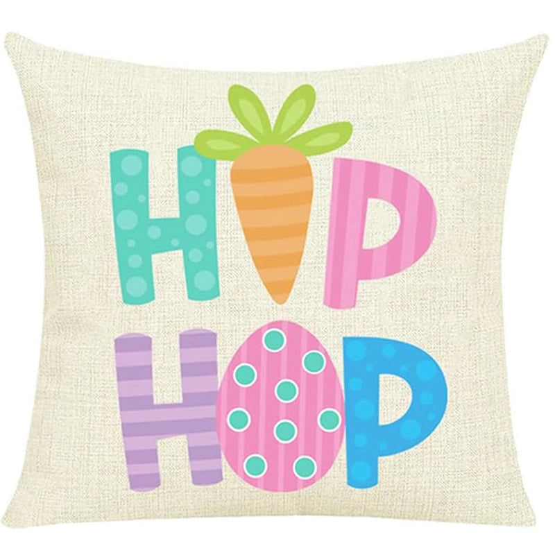 Easter Cute Classic Style Rabbit Letter Linen Pillow Cases Couch & Sofa Decor