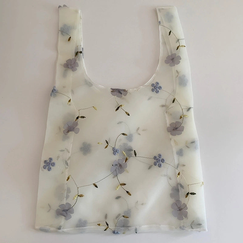 Women's Basic Flower Polyester Shopping Bags